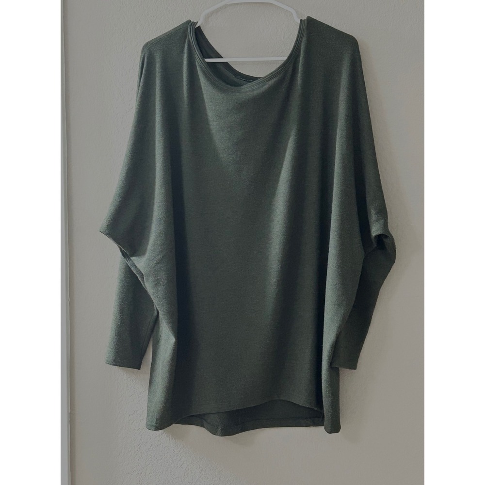 White House Black Market Olive Green Dolman Sleeve Oversized Knit Sweater L